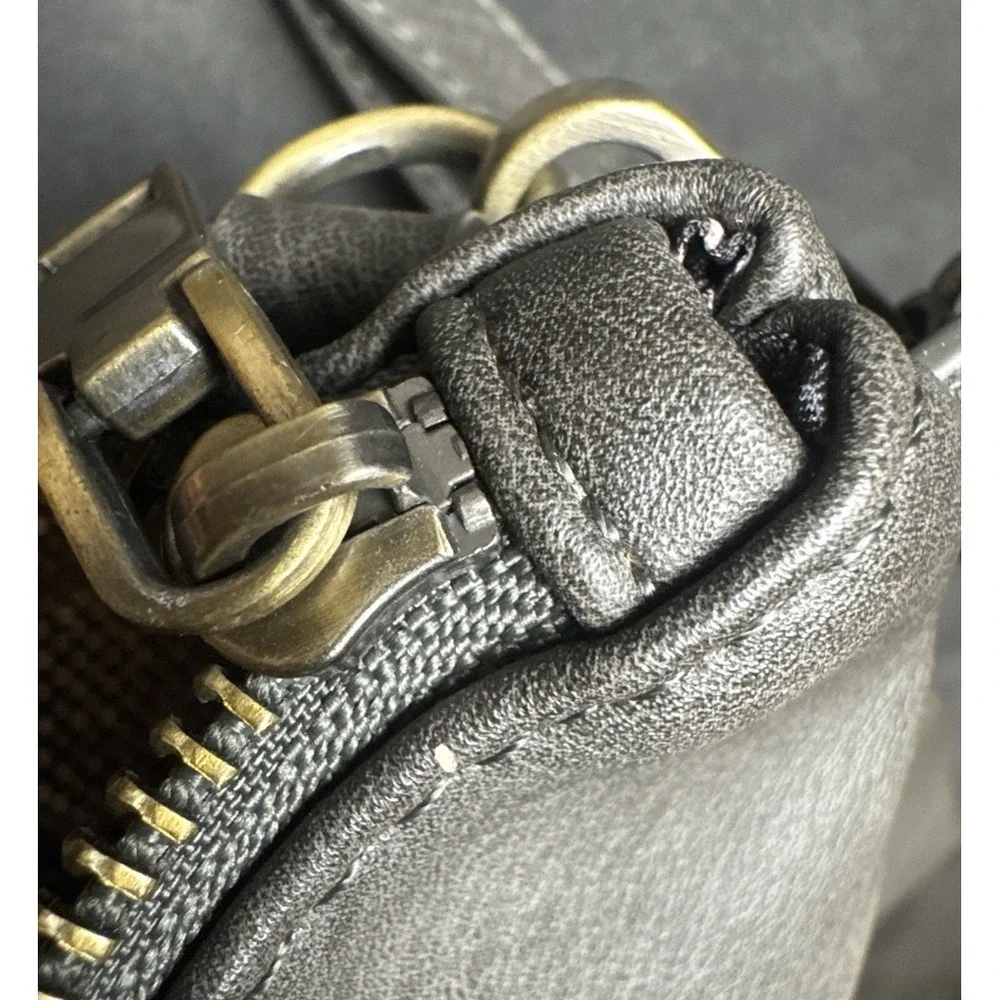 Antik Kraft Gray Vegan Leather Crossbody Bag Medium Satchel Faux‎ Leather Purse