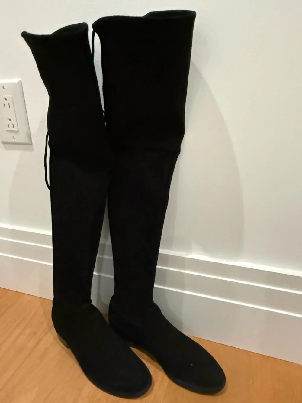 Stuart Weitzman Black Lowland Suede Thigh High Boots | Size 6