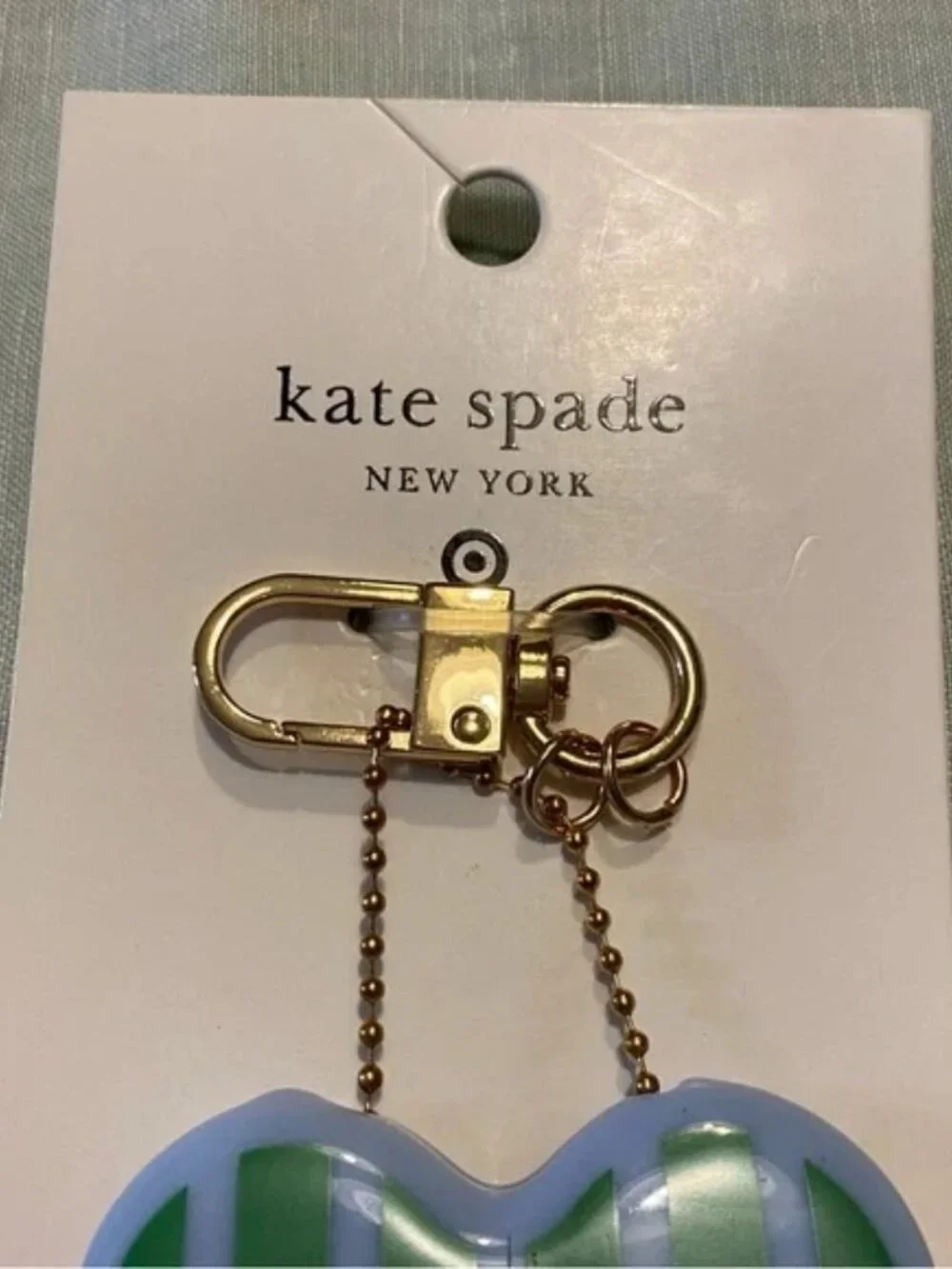 NWT Kate Spade x Target green blue striped heart clip on coin purse