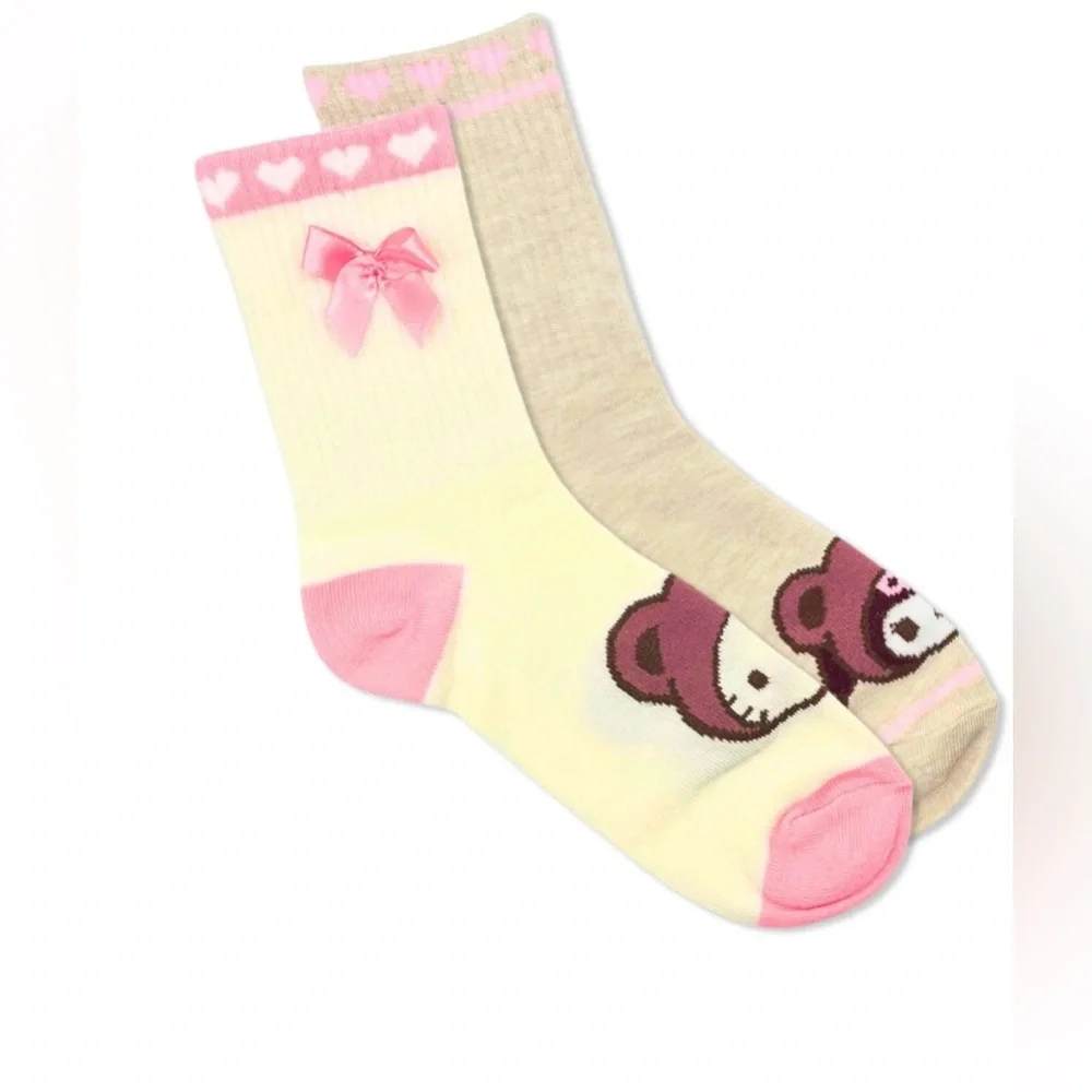 🔴 3/$12 Women’s Hello Kitty & Friends Mid‎ Crew Socks 2 Pack Size 4-10