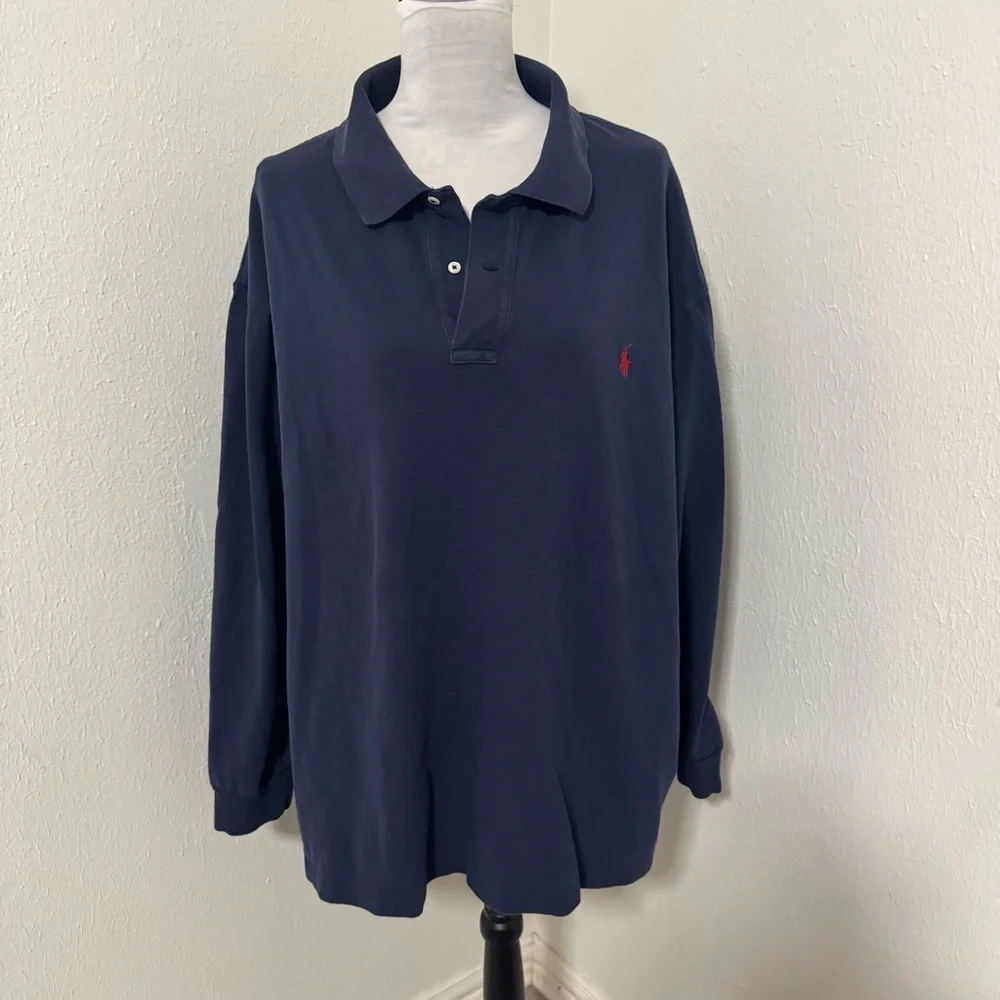 Vintage Ralph Lauren POLO by Ralph Lauren Men 3XB Long-Sleeve Navy with Red Pony