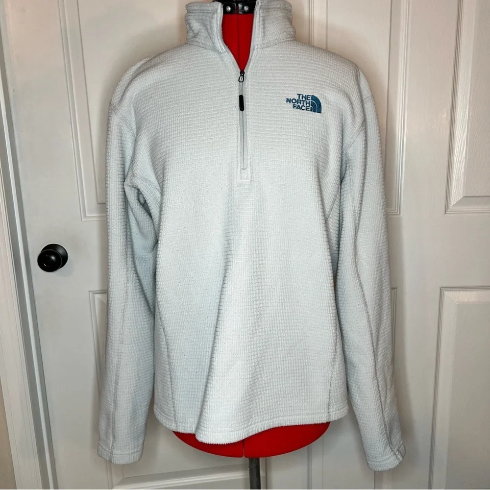 The North Face Waffle Knit Pullover Fleece 1/4 Zip Long Sleeve Mens M Gray