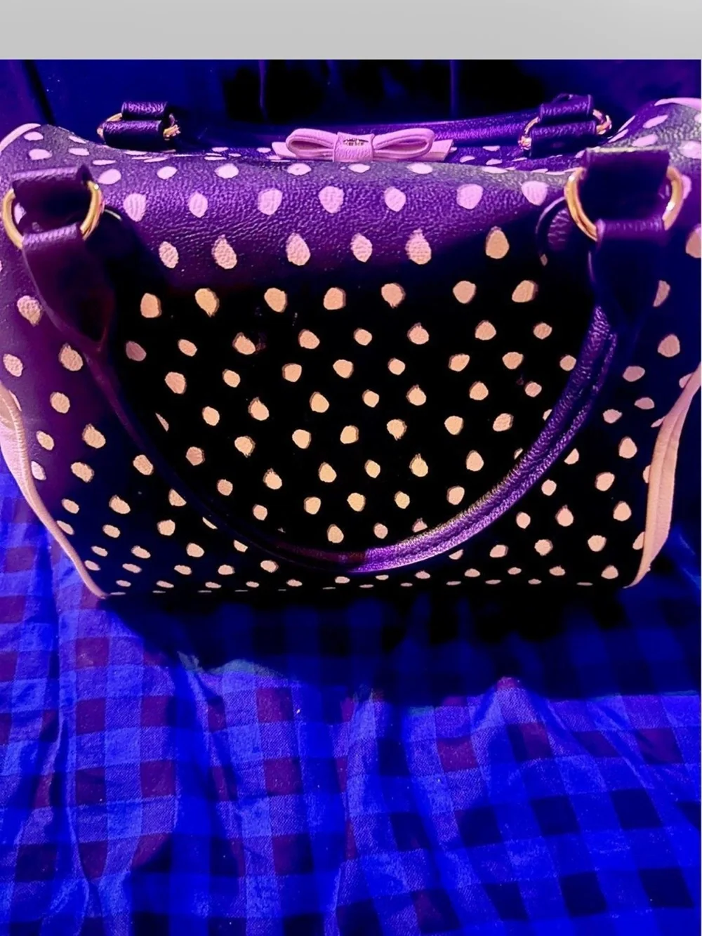 Betsey Johnson Black Polka Dot insulated cooler bag great for lunchbox or makeup