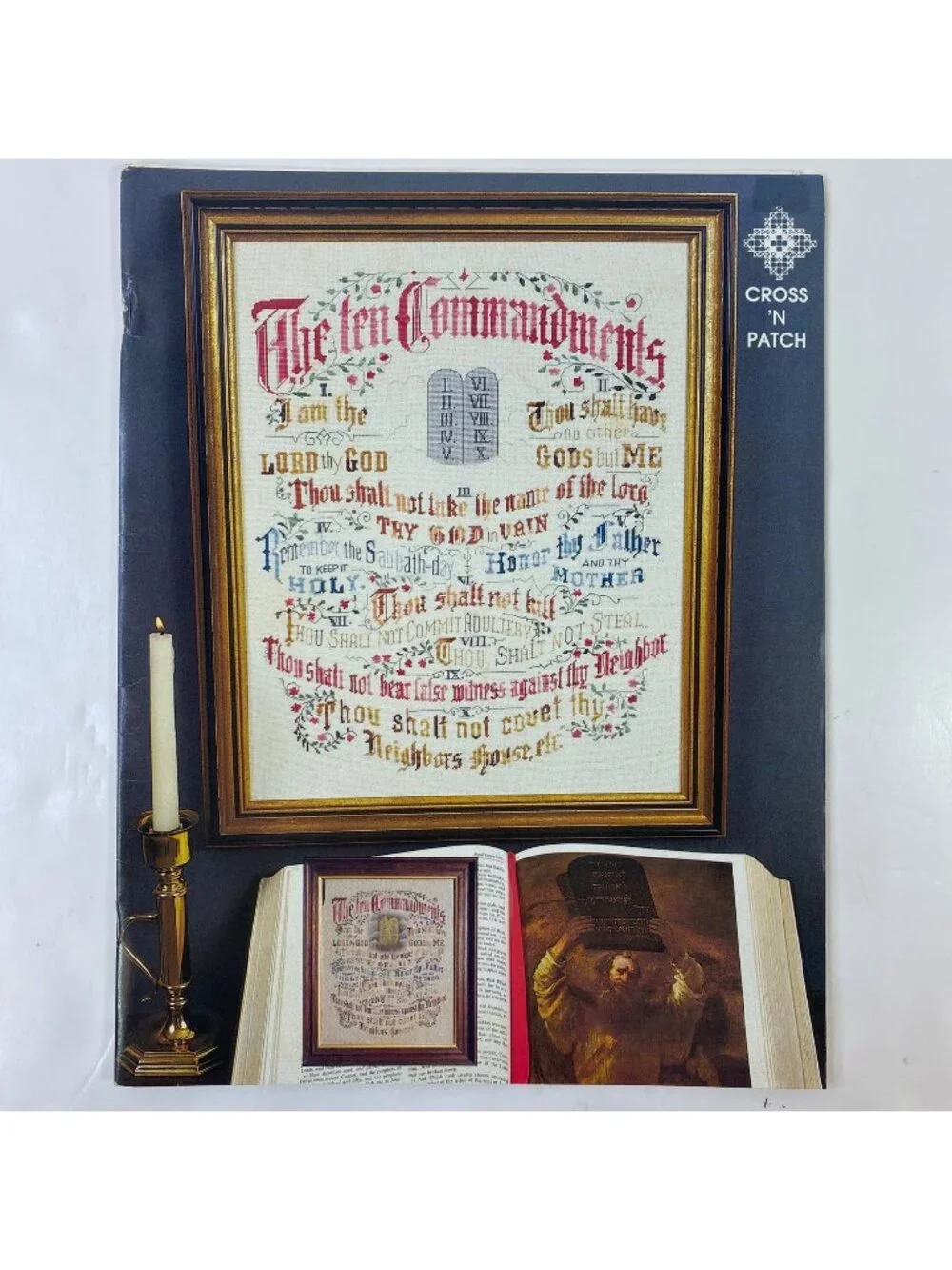 Vintage Cross N Patch Ten Commandments Cross Stitch Pattern Instruction Booklet