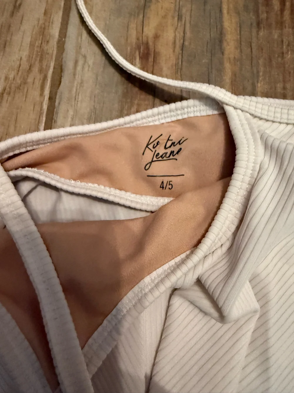 Kortni Jeane Mini Ribbed White Swing Swim Top
