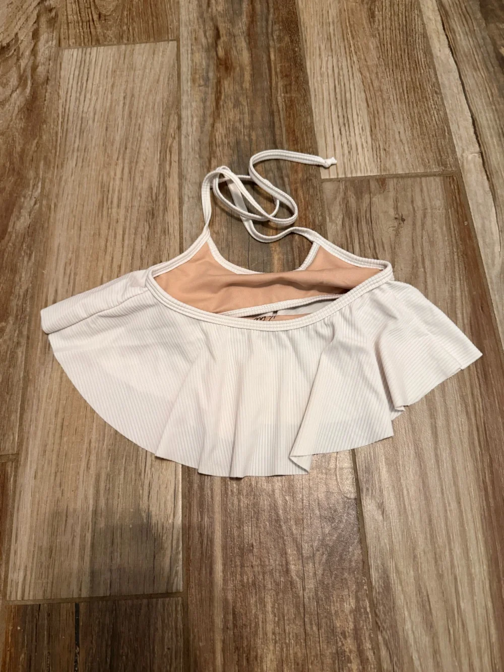 Kortni Jeane Mini Ribbed White Swing Swim Top