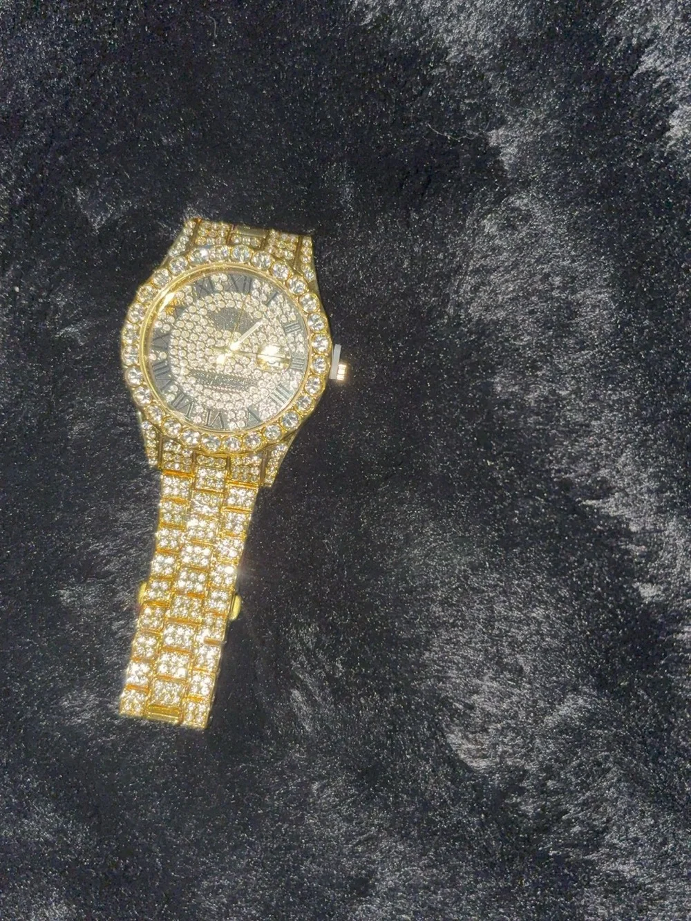 Rhinestone Pavé Silver-Tone Bracelet Watch