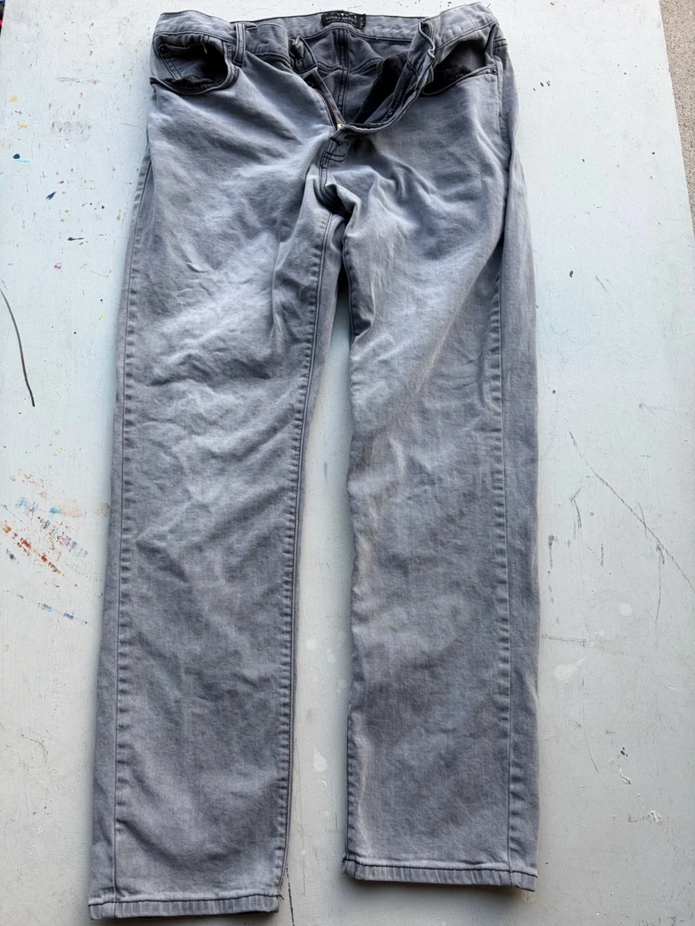 Men's Lucky Brand Jeans Gray 221 Straight Denim 36x32 Zip Original Stretch City