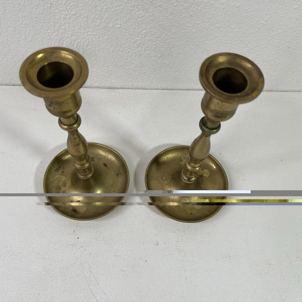 Vintage Brass Candlestick Holder Pair 6.25