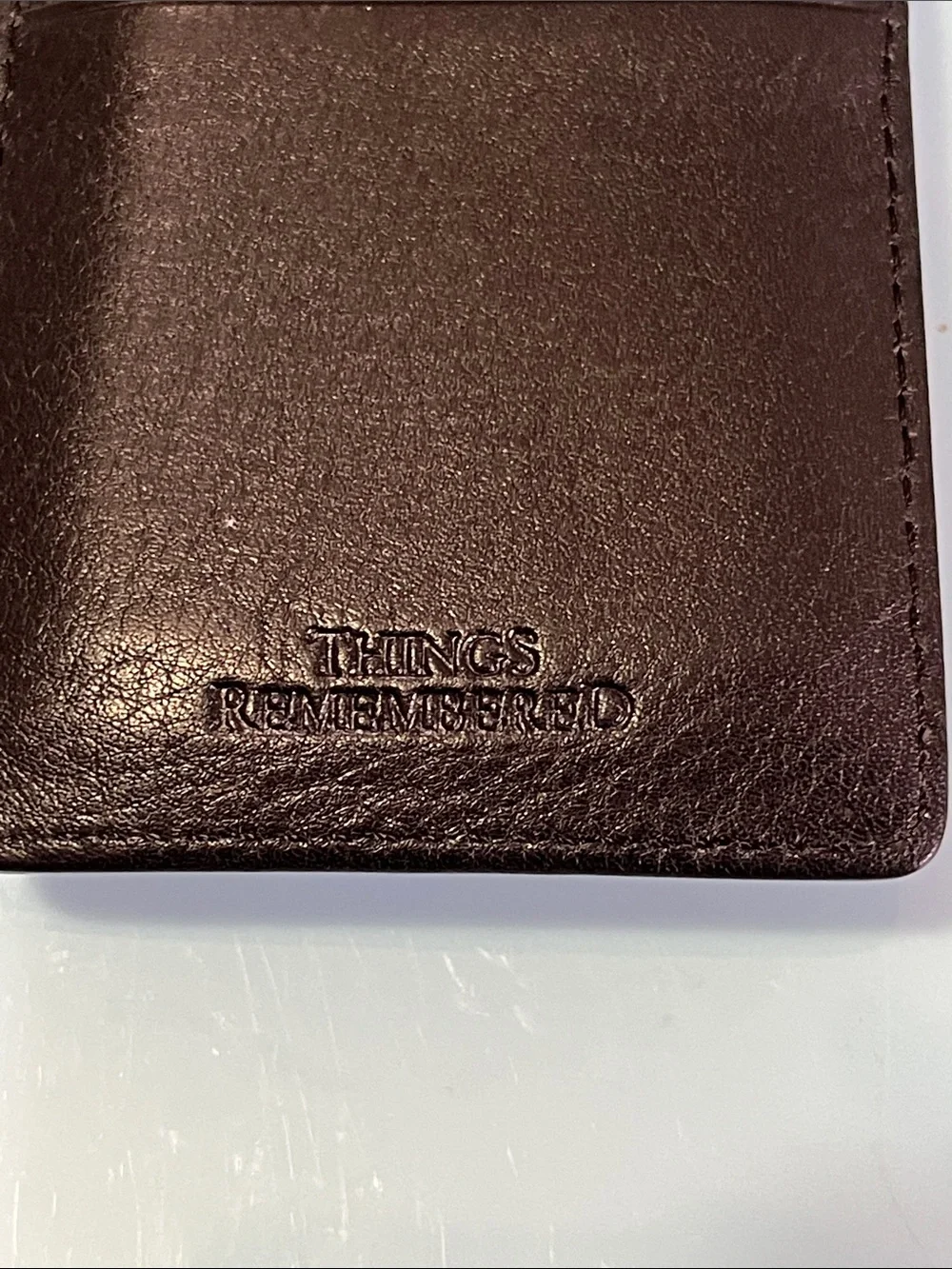 Things Remembered Brown Leather Money Clip with Rose Gold Plate
