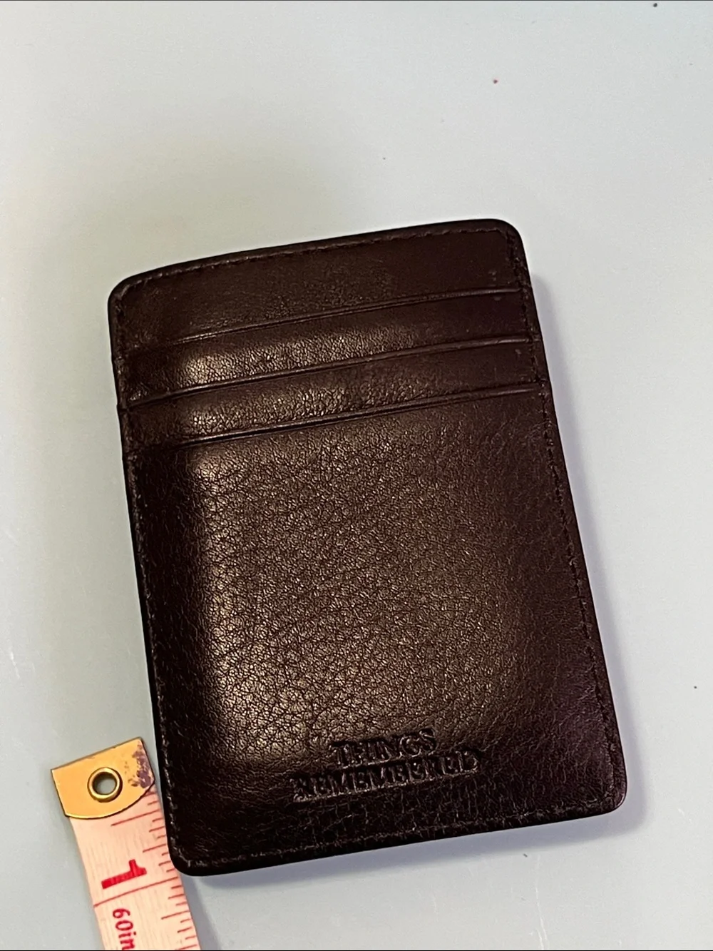 Things Remembered Brown Leather Money Clip with Rose Gold Plate