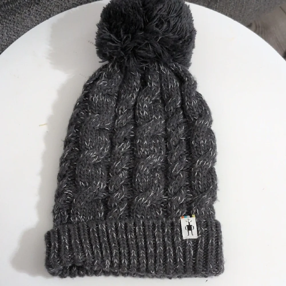 Smartwool Charcoal Cable Pom Pom Knit Kids Wool Blend Beanie