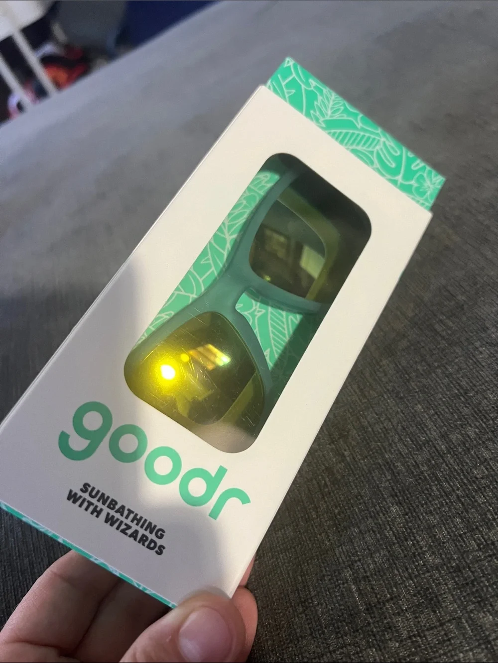 Goodr Teal Frame Sunglasses with Yellow Mirrored Lenses