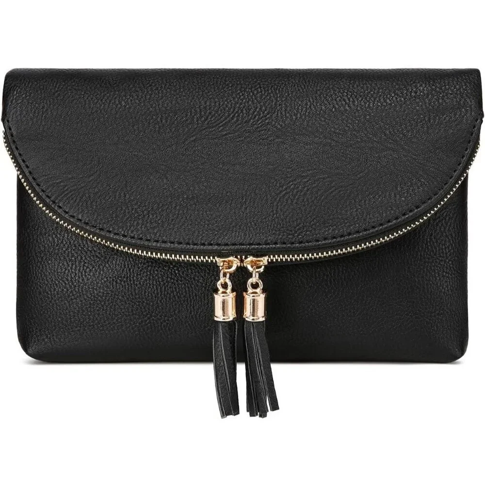 Women's Faux Leather Envelope Clutch Multi Compartments Crossbody Bag