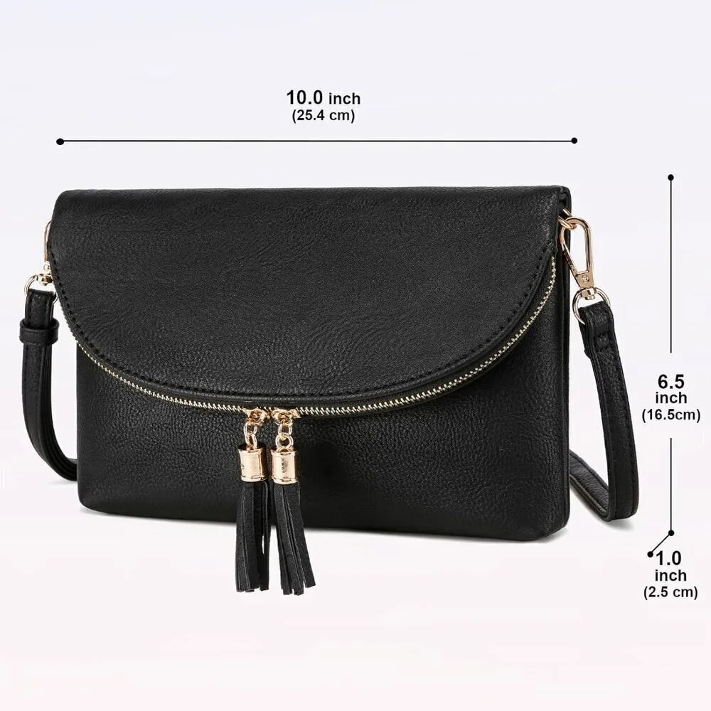 Women's Faux Leather Envelope Clutch Multi Compartments Crossbody Bag