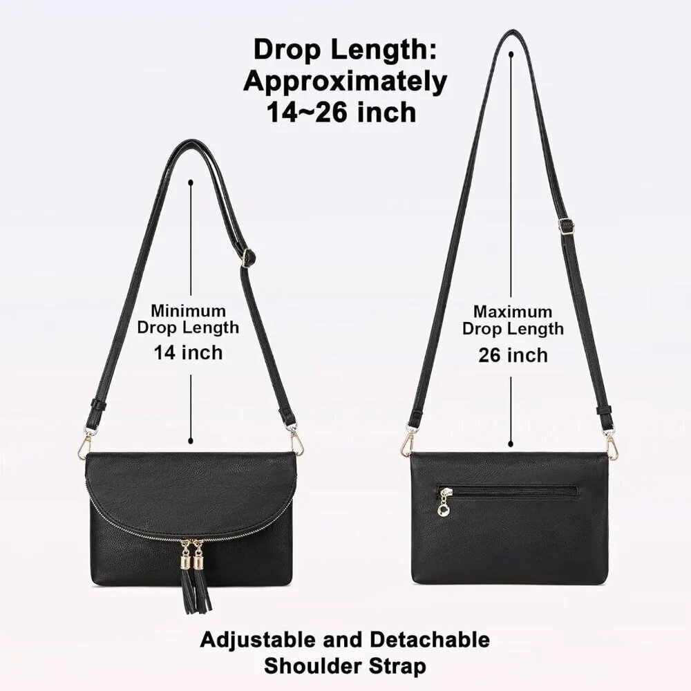 Women's Faux Leather Envelope Clutch Multi Compartments Crossbody Bag