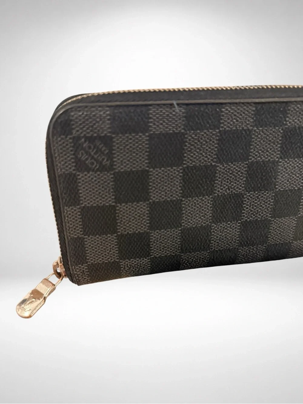Louis Vuitton Damier Graphite Zip Around Long Wallet Black Gray Made in Spain