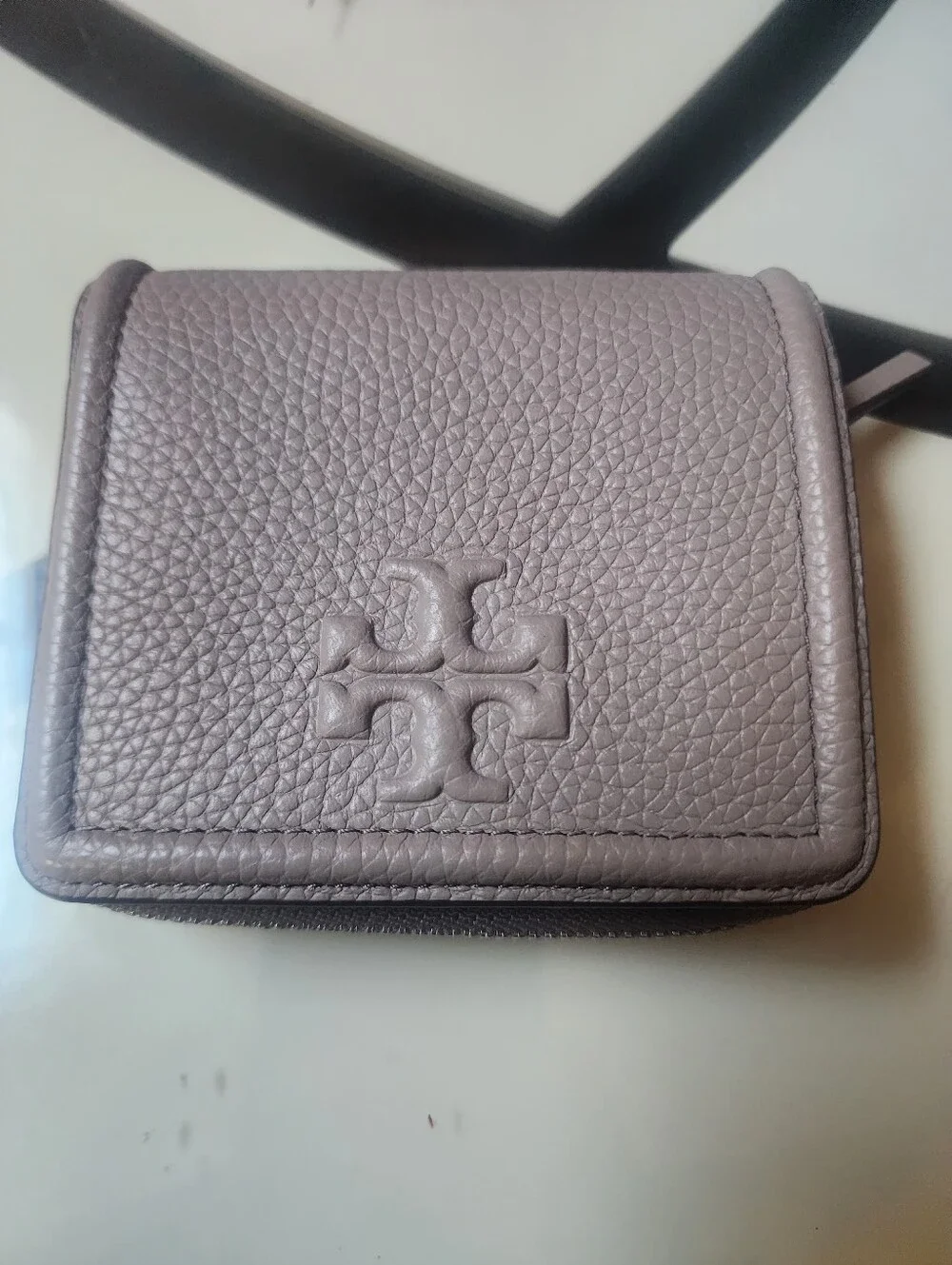 Tory Burch Pebbled Leather Compact Crossbody in Mauve Lavender