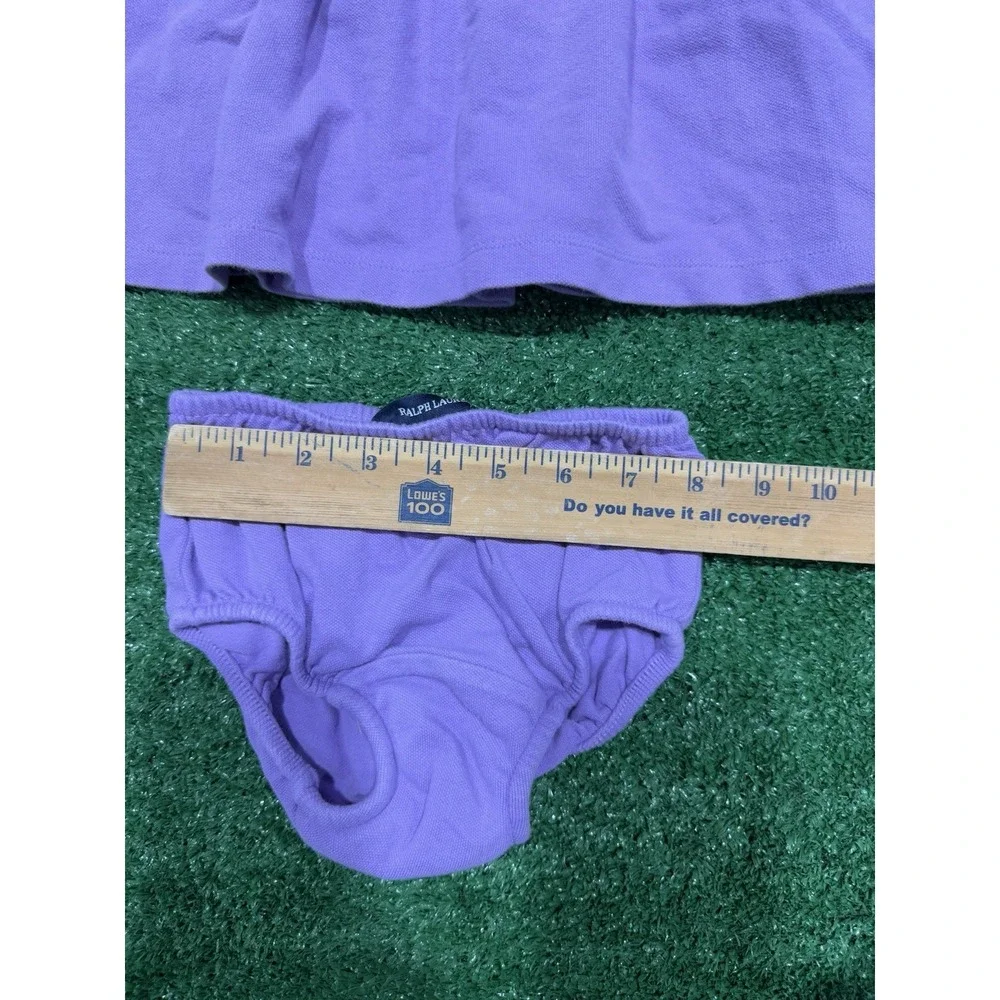 Ralph Lauren Purple Cotton Dress with Matching Bloomers Baby Girl 18M