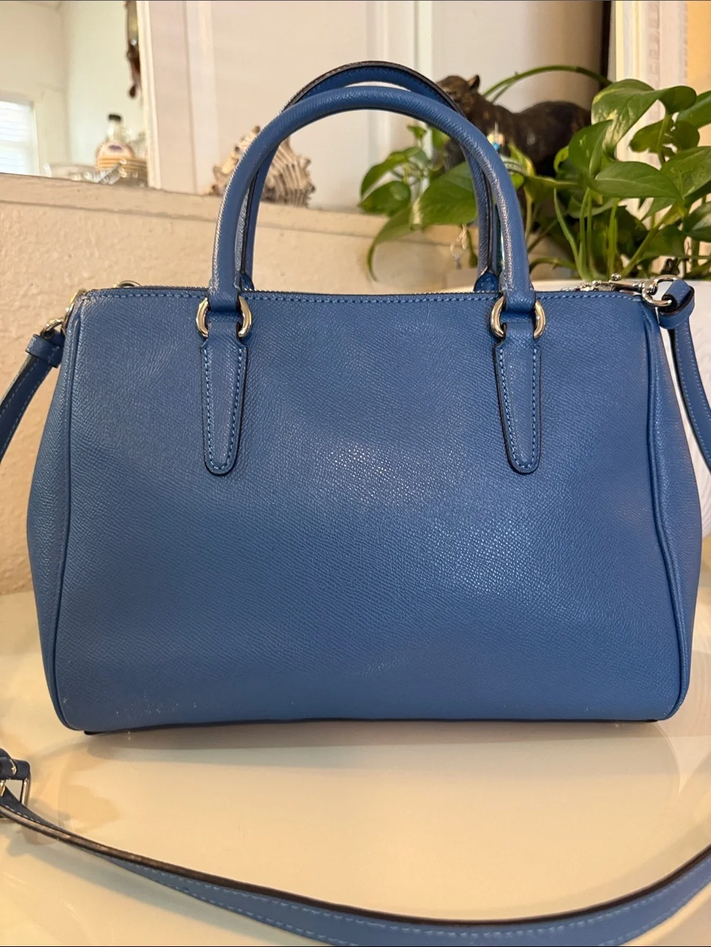 Coach Surrey Carryall in denim blue medium crossbody/top handle bag