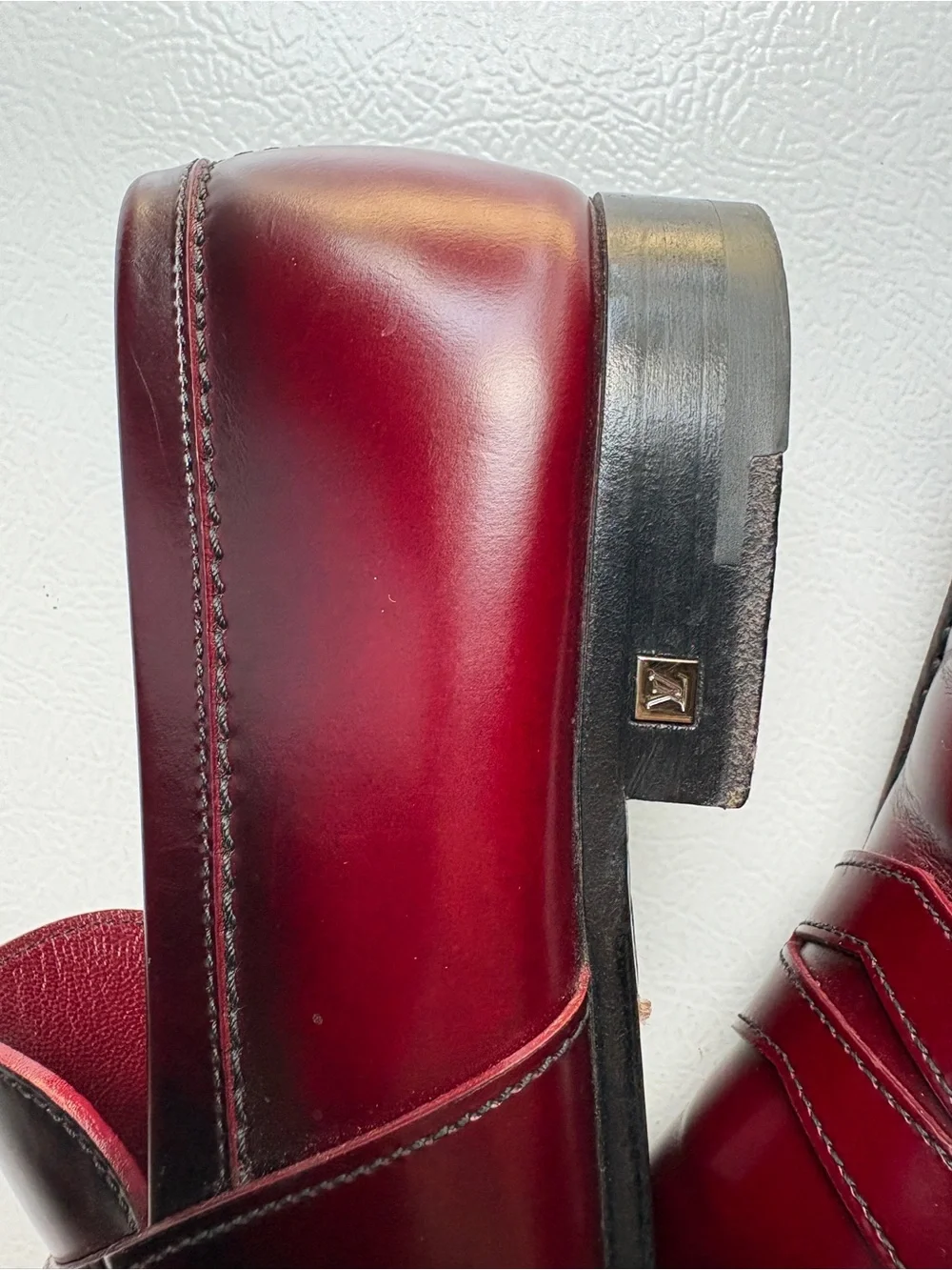 Louis Vuitton Men’s Burgundy Leather Penny Loafers
