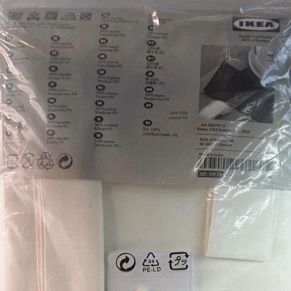IKEA Lenda Curtains Pair White Cotton Hidden Tab Top Tie Backs 55x98 301.228.78