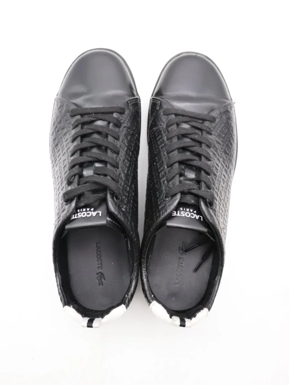 Lacoste Carnaby Evo Men's Size 8 Black Leather Sneakers Lace Up