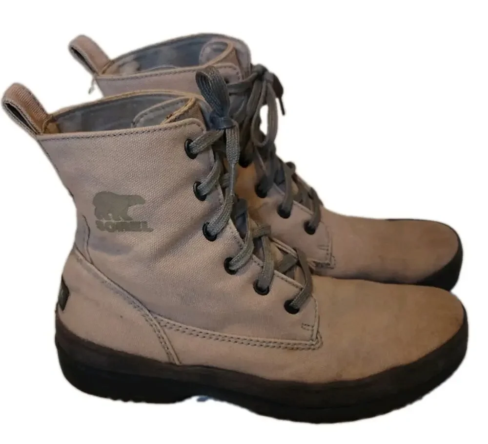 SOREL Men's Canvas Lace Up Boots Beige Khaki NM1688-023 Size 11 Vintage Style