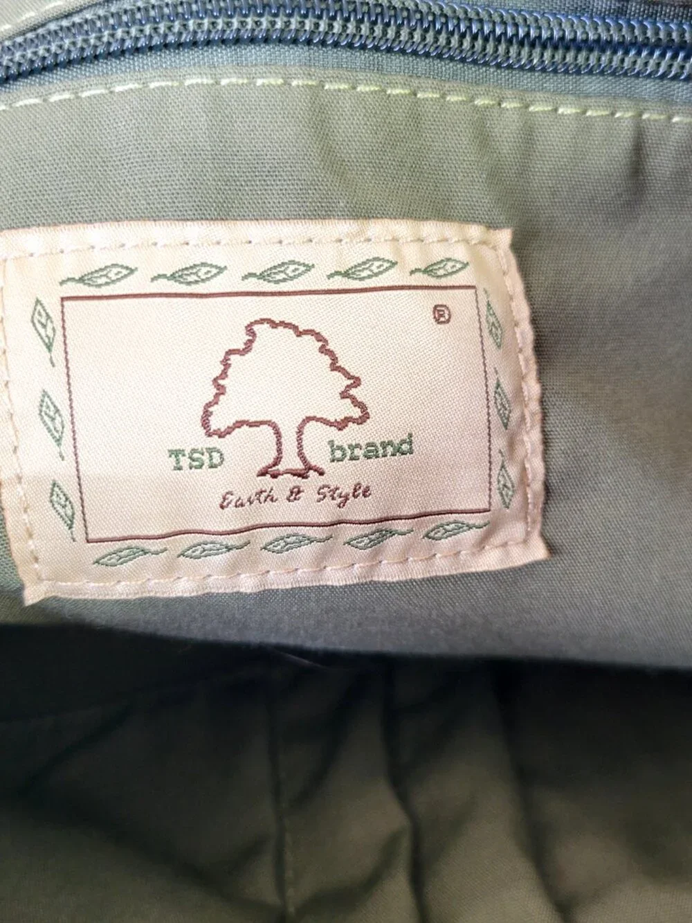 TSD Brand Earth & Style Canvas Leather Messenger Crossbody Bag Green Brown