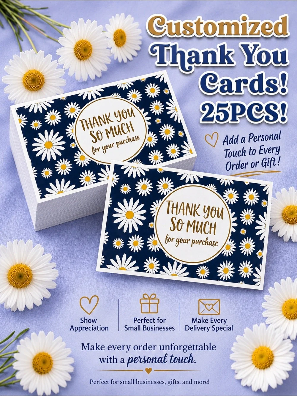 150PC Shipping Bundle, 25 X-Large Poly Mailers, 25 Thank You Cards & 100 Sticker