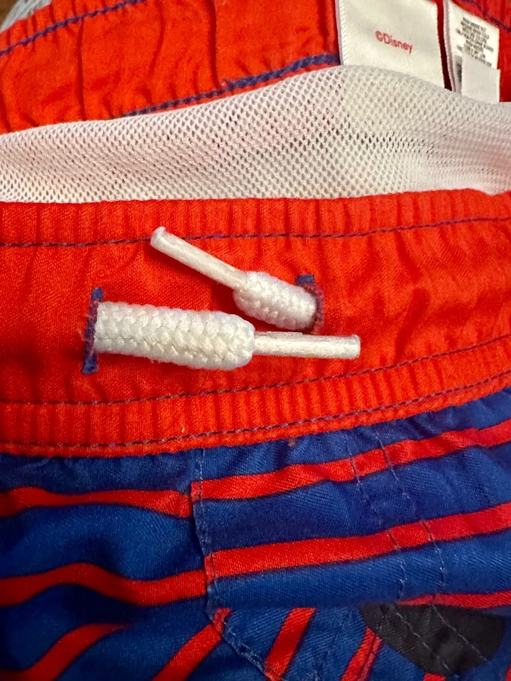 Disney Junior Mickey Red and Blue Boys Swim Trunks with White Drawstring