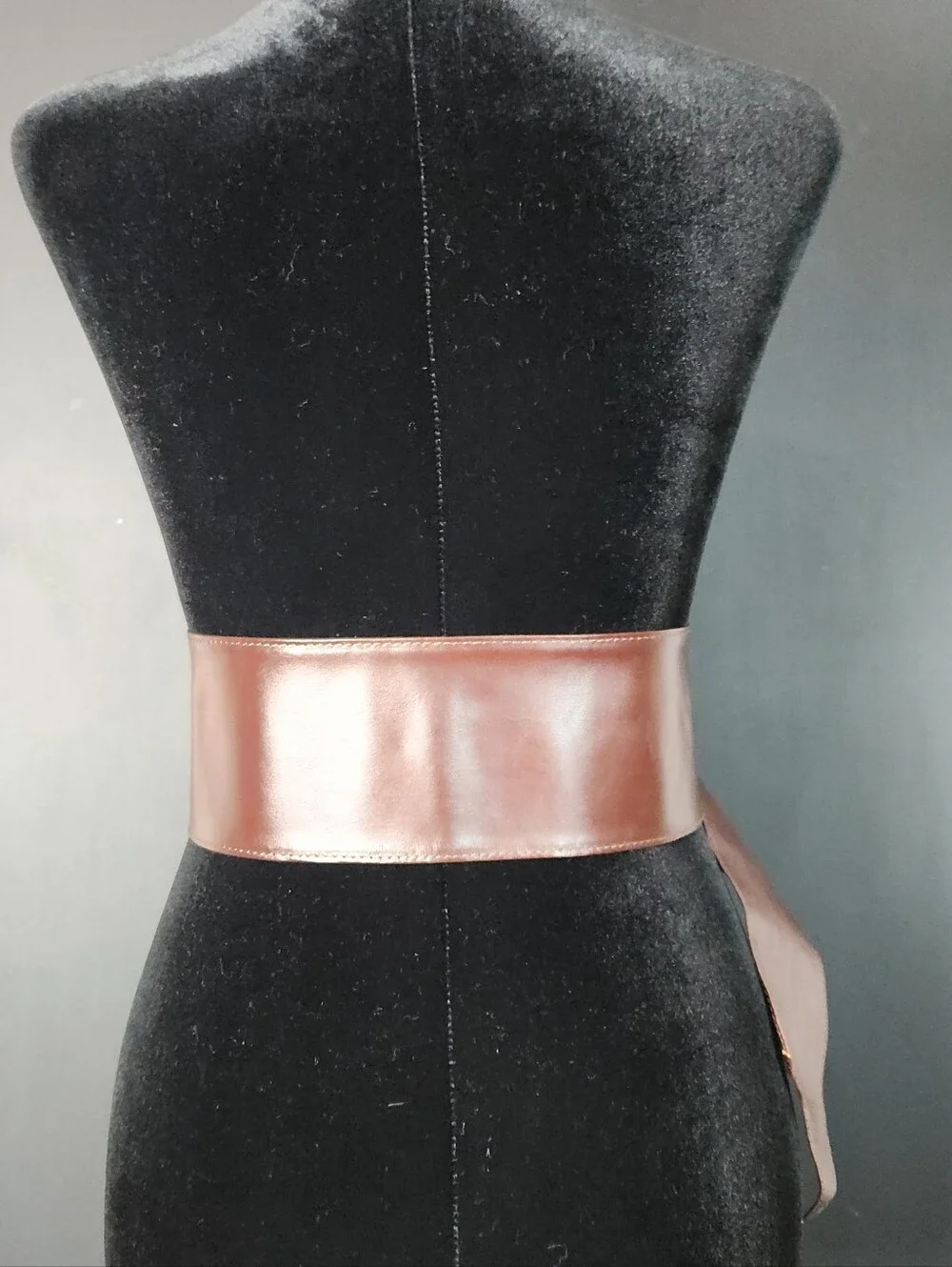 Chic Wide Brown Faux Leather Obi Belt with O-Ring Buckle – One Size