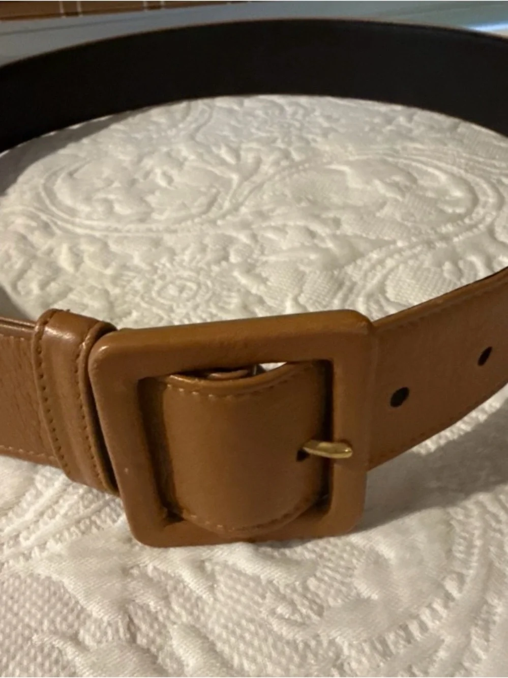 YSL Vintage Women Tan Color Leather Belt  Buckle