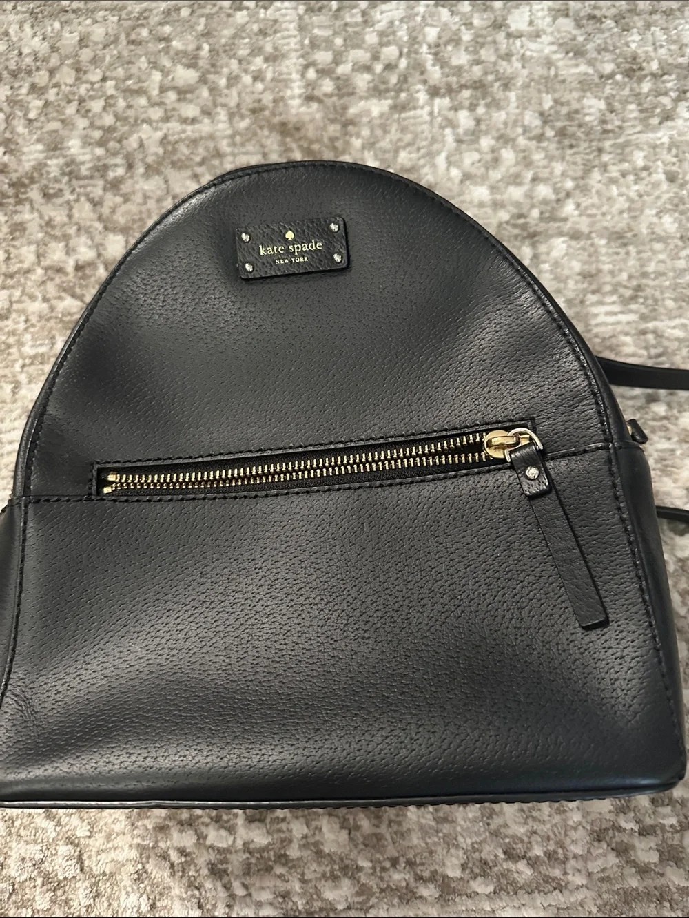 kate spade Black Leather Dome Mini Backpack with Gold Hardware