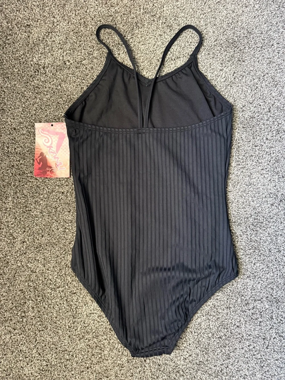 Kanu Surf Kids Black Ribbed One-Piece Swimsuit