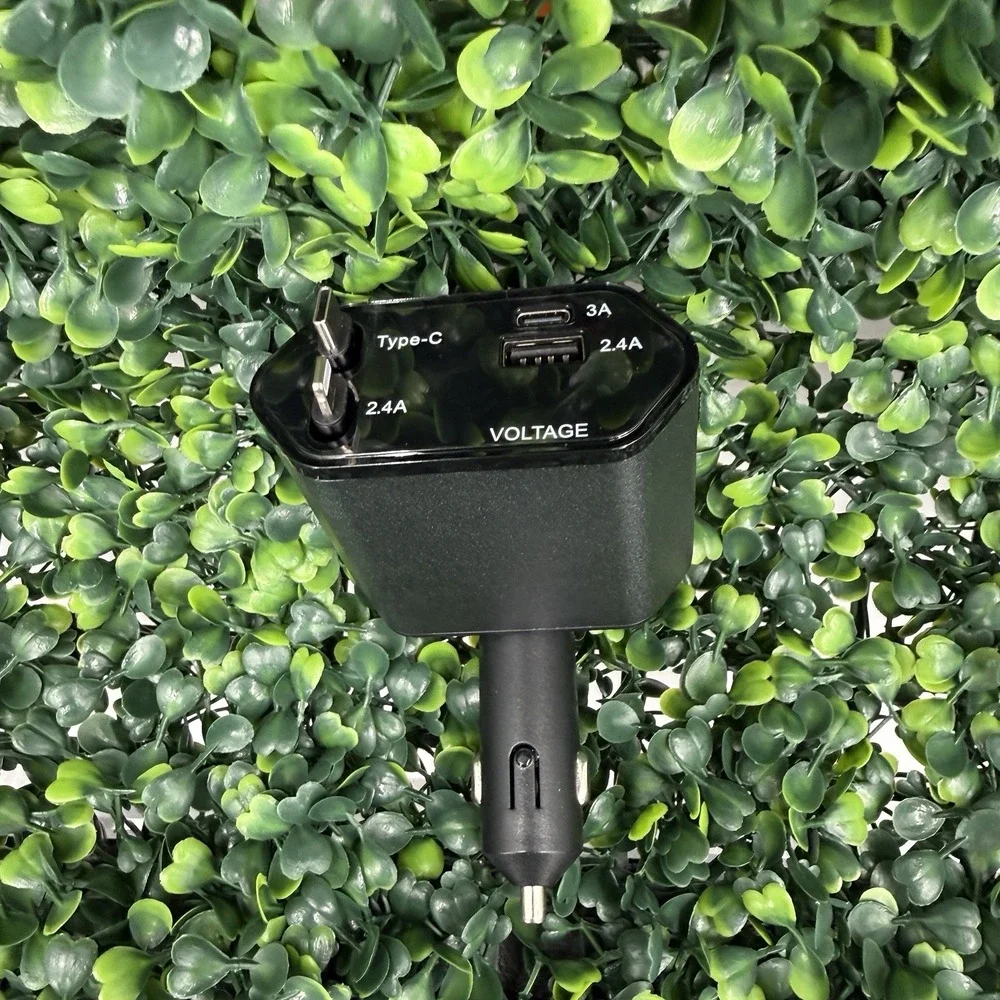 4 in 1‎ Retractable Car Charger USB-C USB-A Phone Tablet 12V Accessory Charger