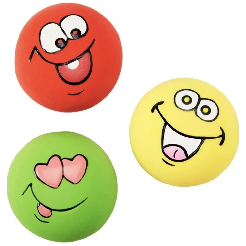Lot of (34) - 3 Pack Vibrant Life Playful Emoticon Squeeky Rubber Dog Chew Toys