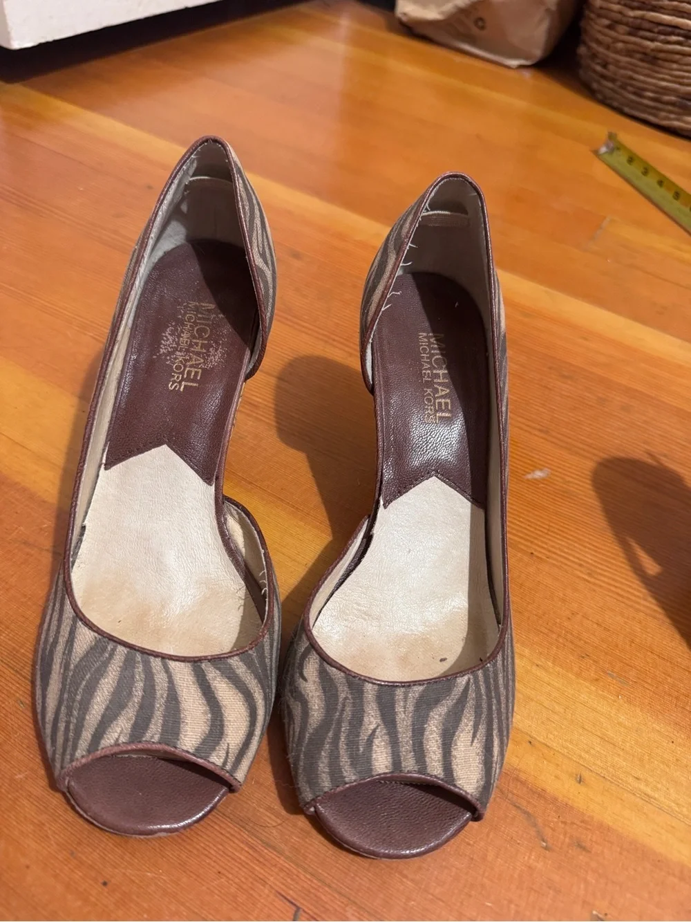 Michael Kors D’Orsay Women's Zebra Print Wedge Pumps - Brown/Gray