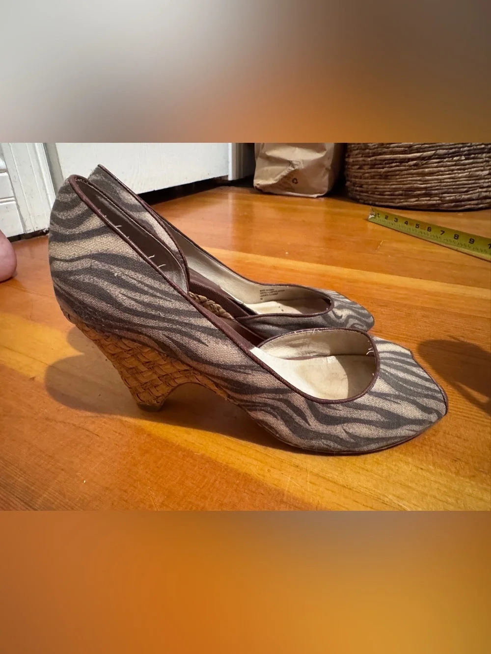 Michael Kors D’Orsay Women's Zebra Print Wedge Pumps - Brown/Gray