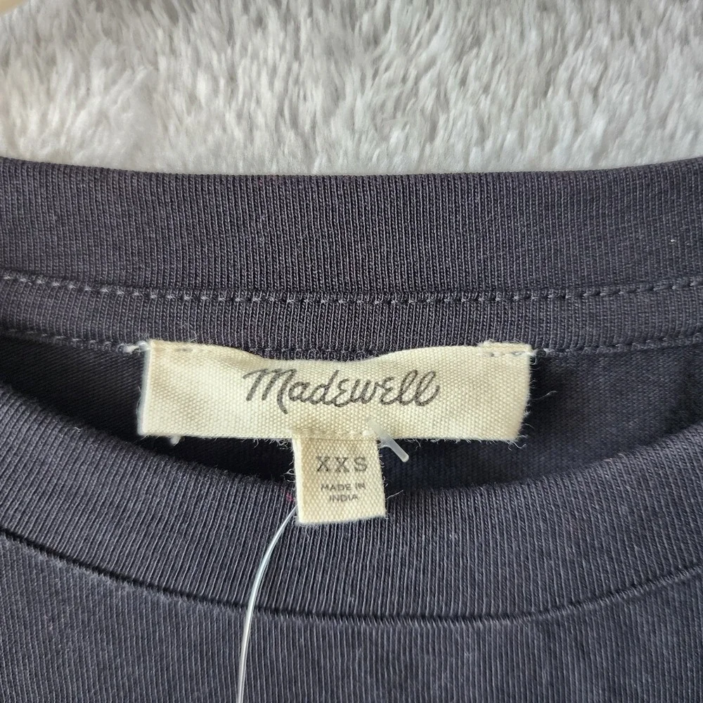 Madewell Top Womens Size XXS Puff Sleeve Tee Black Cotton Crewneck NWT