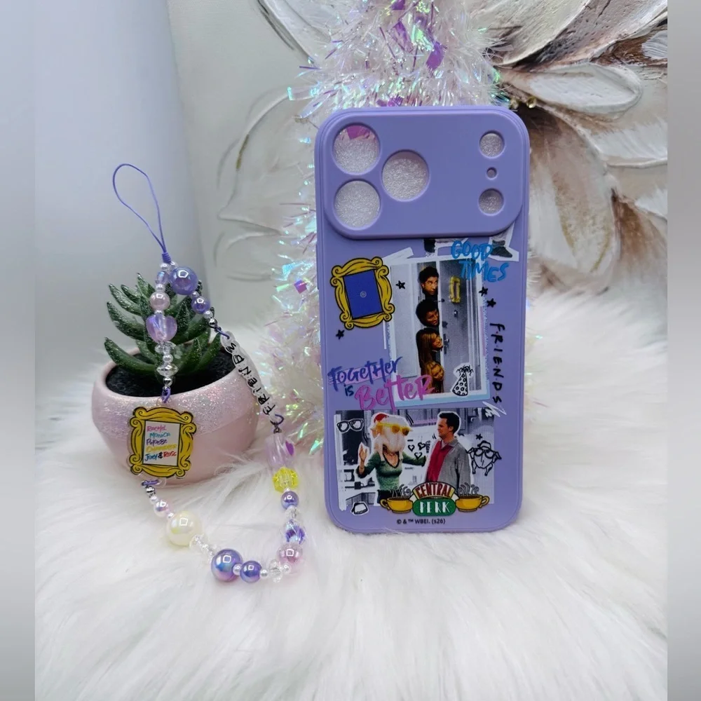 Friends Themed iPhone 17 Pro Max Case with Matching Beaded Strap style 2