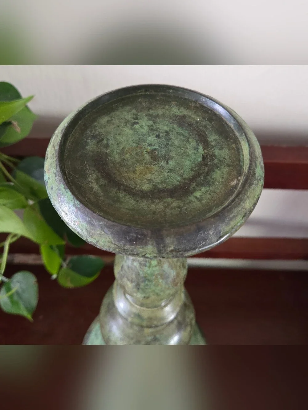 Vintage Tall Green Metal Pillar Candle Holder Candlestick India 13