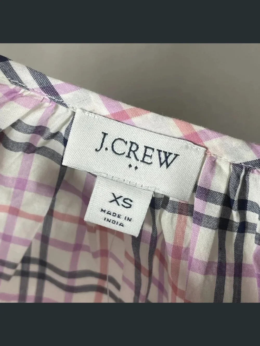 NEW J Crew Shirt Womens XS black purple pink plaid preppy casual pop over