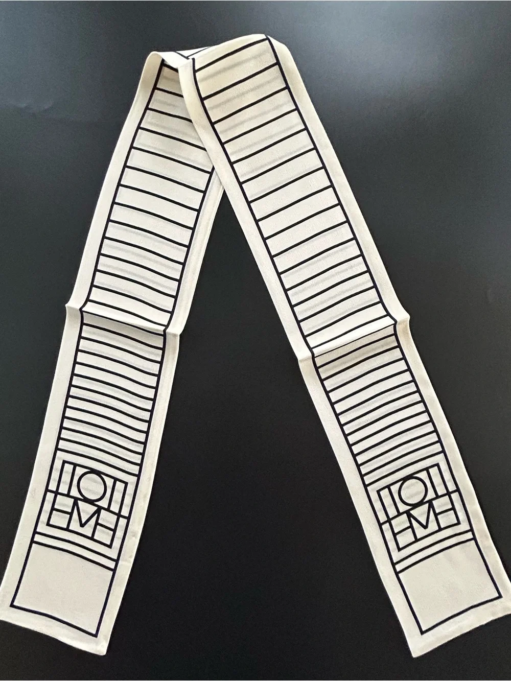 LOVEHATE Ivory Black Geometric Skinny Fashion Scarf Long Logo Unisex Wrap
