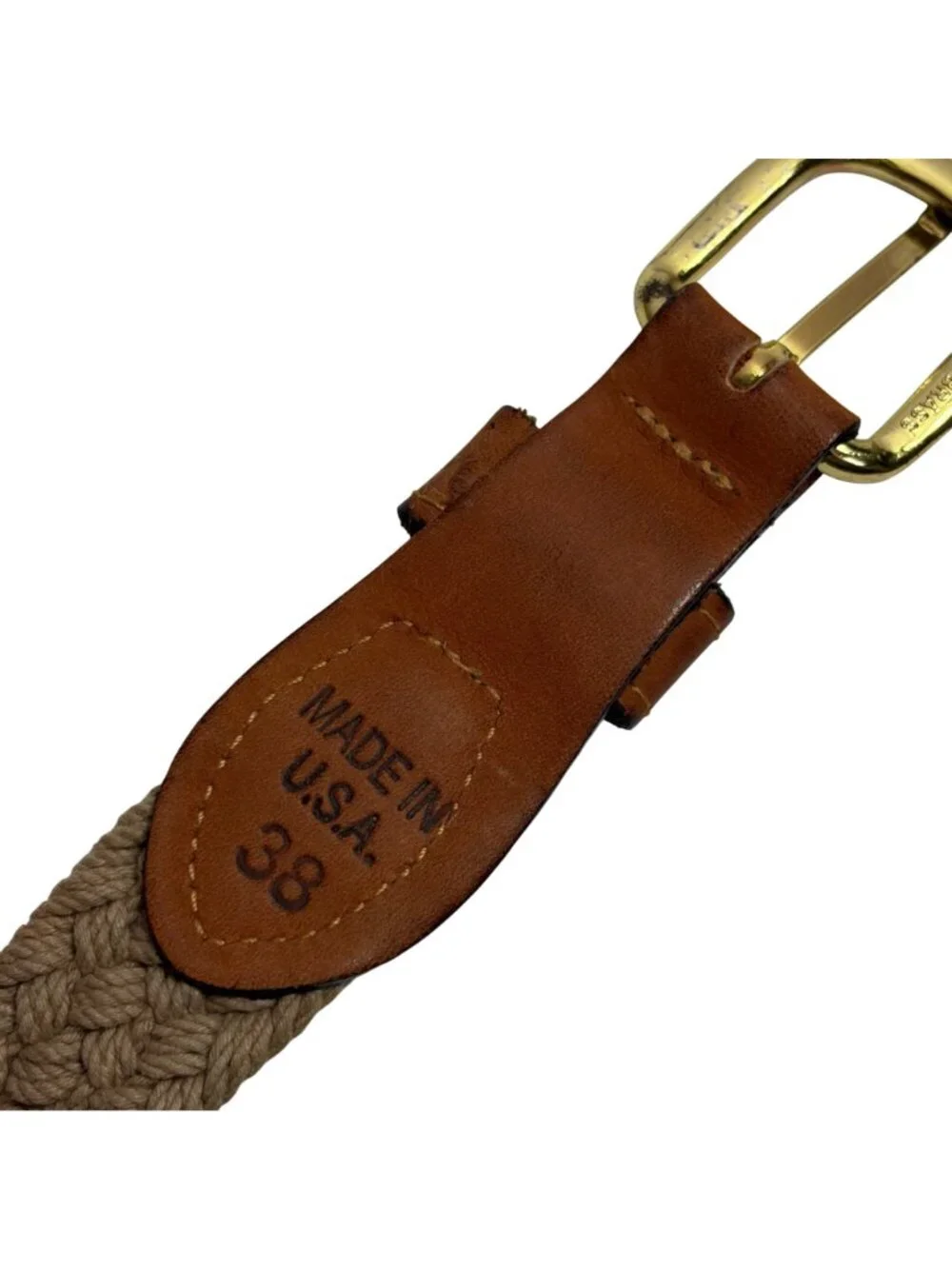 Zep Pro Woven Canvas Belt Mens 38 Fits Big Brass Buckle Leather Classic USA Made