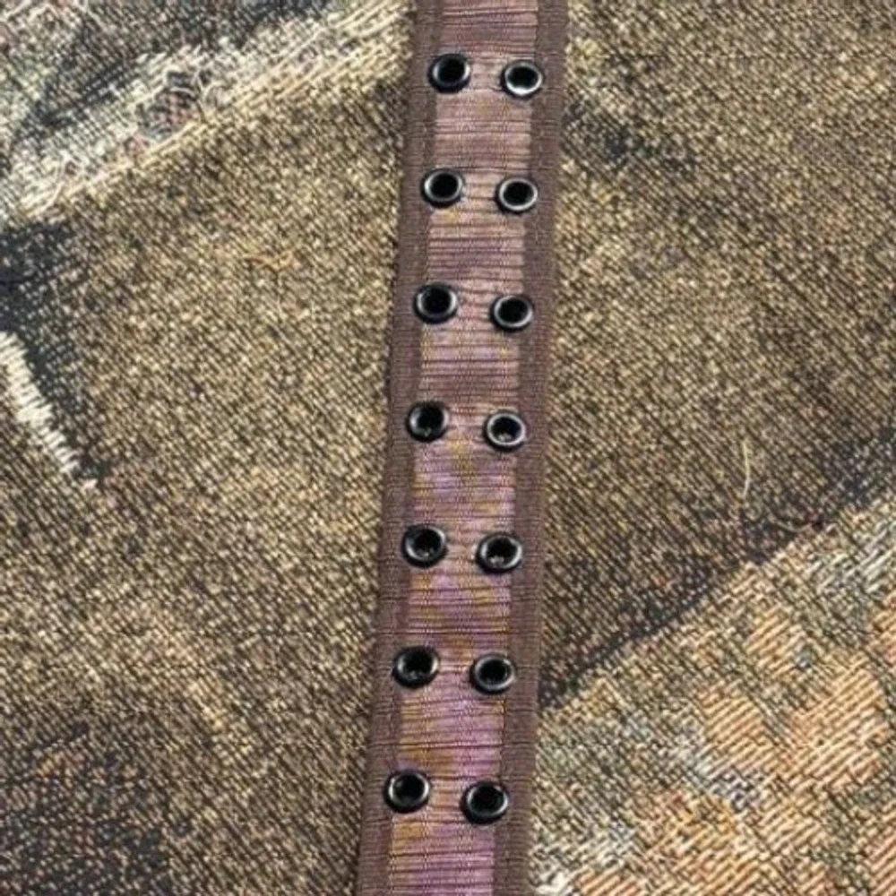 Brown Canvas Double Grommet Web Belt Matte Black Buckle Streetwear SX 890