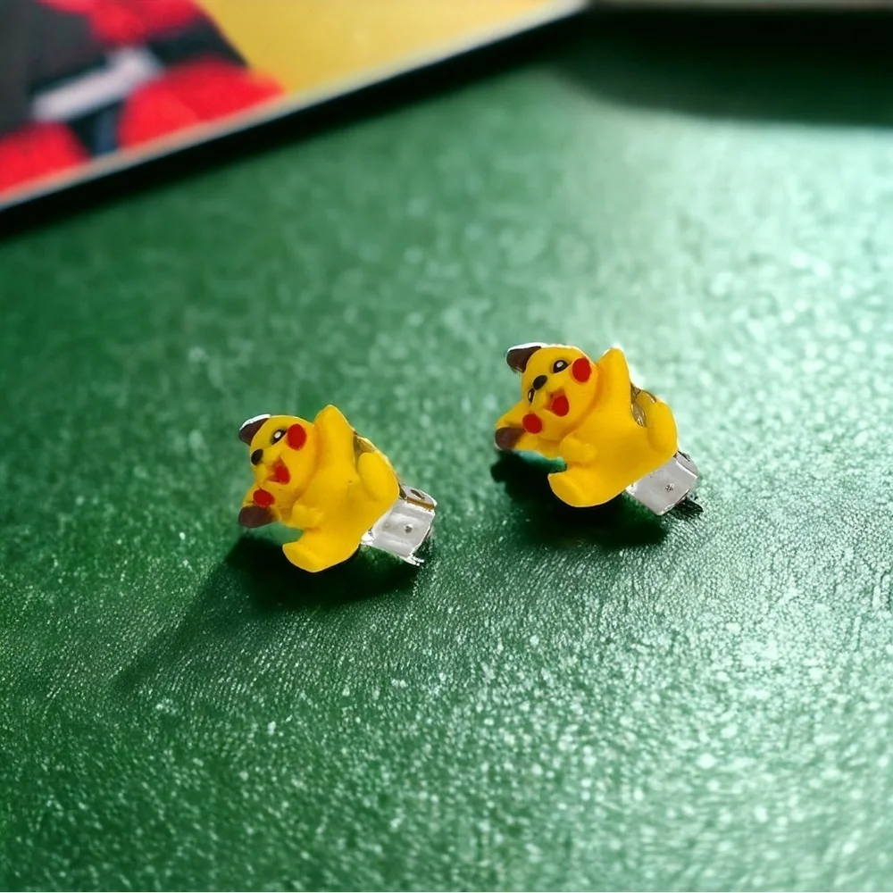 Handmade Pikachu Pokémon Clip-On Earrings