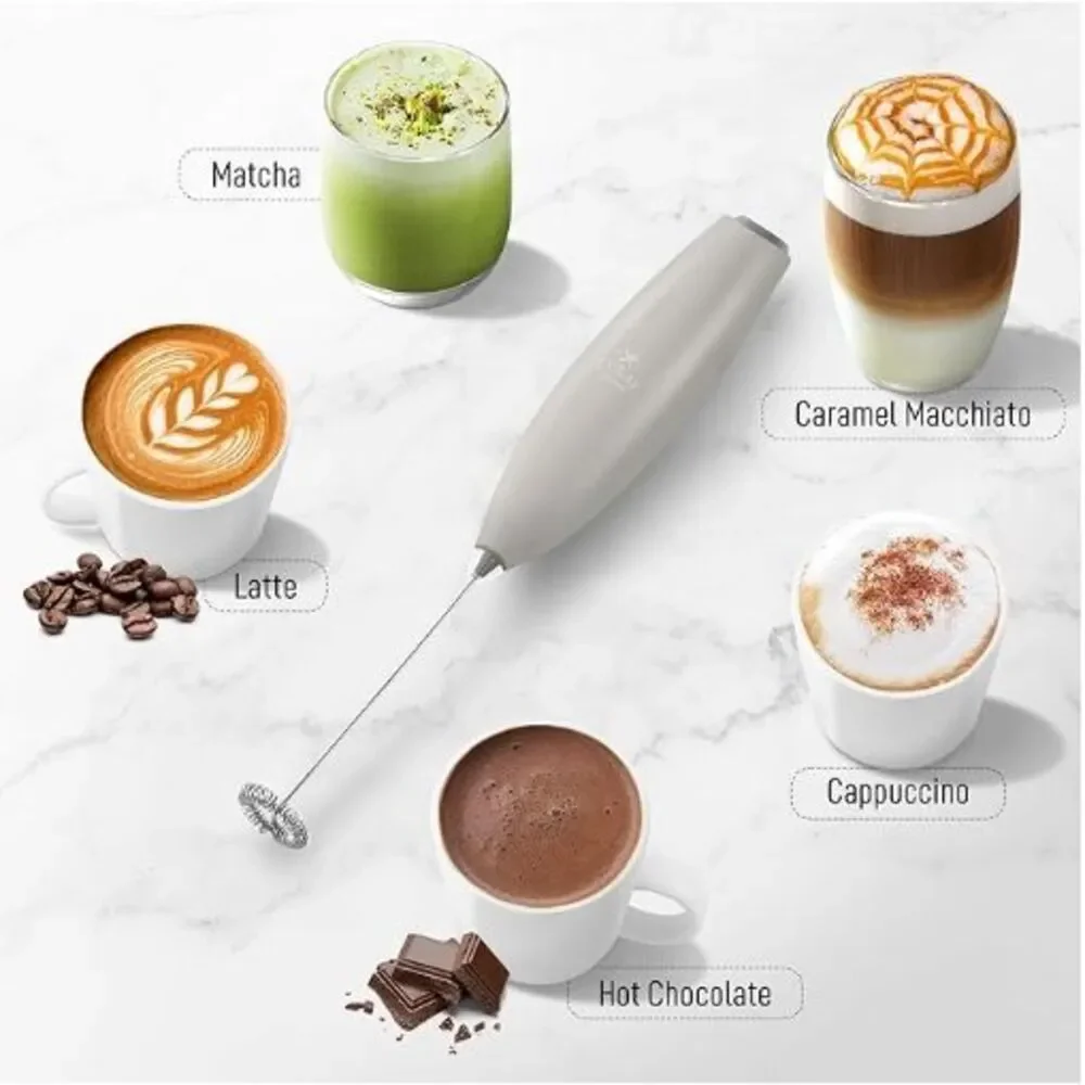 Zulay Kitchen Milk Frother Handheld Electric Whisk with AA Duracell Batteries