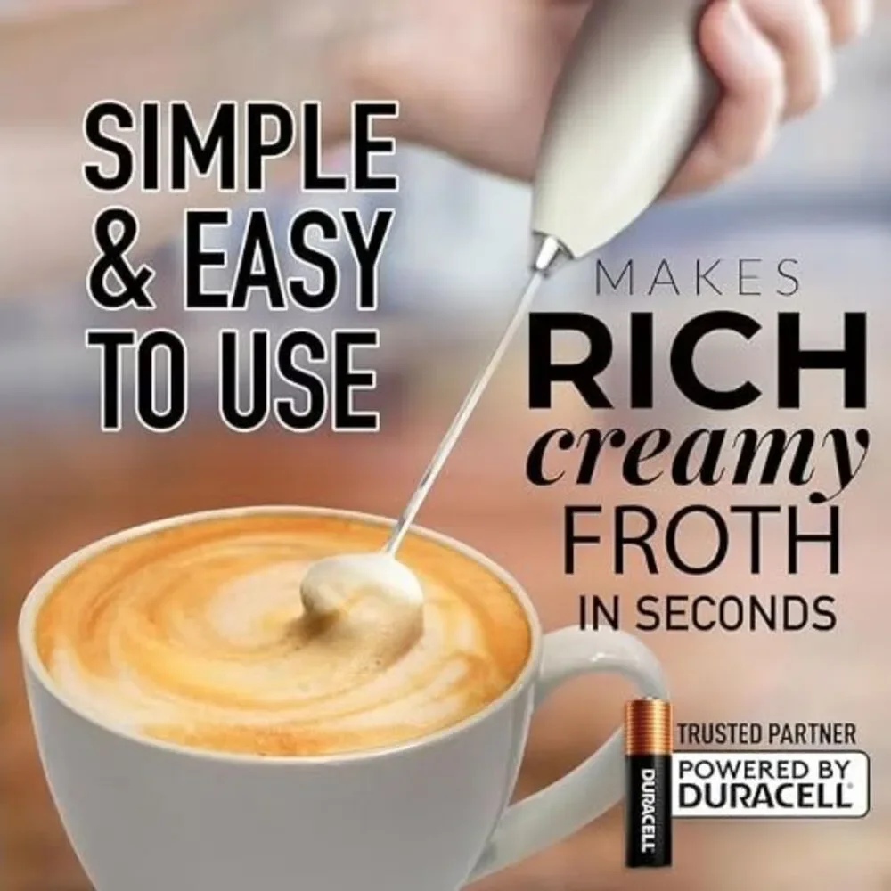 Zulay Kitchen Milk Frother Handheld Electric Whisk with AA Duracell Batteries