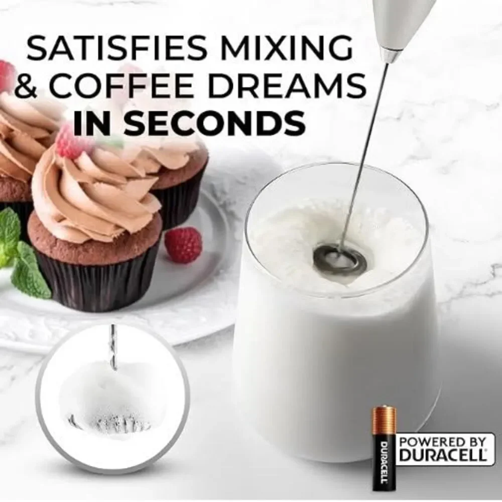 Zulay Kitchen Milk Frother Handheld Electric Whisk with AA Duracell Batteries